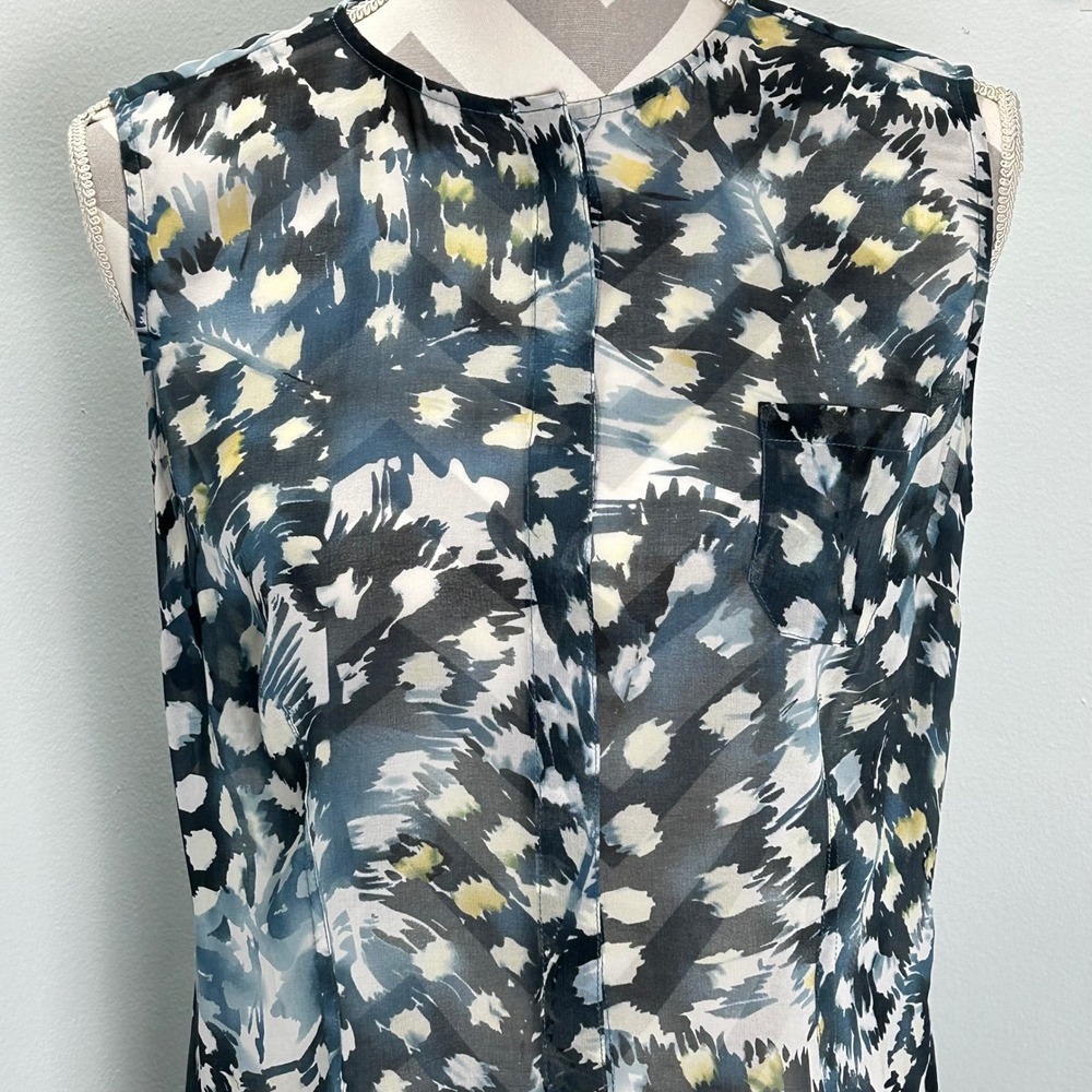 Cabi Women's Blue Abstract Print Sleeveless Tunic Blouse Top Size Small - Picture 4 of 8